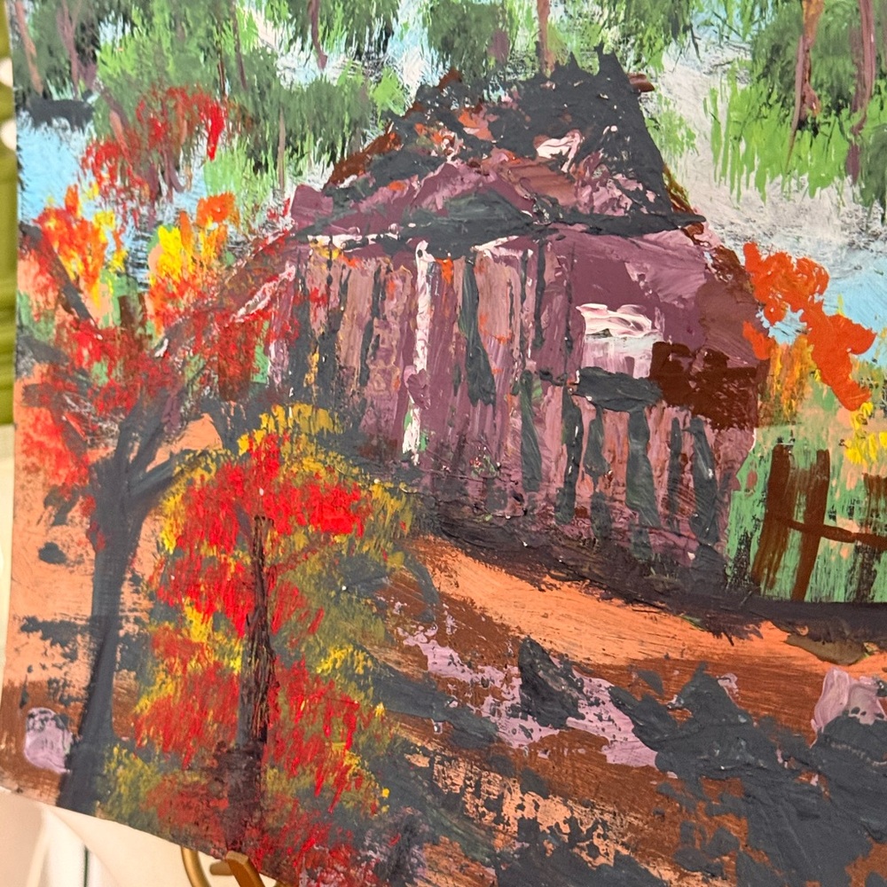 Vintage splashes of Color Abstract Landscape Painting